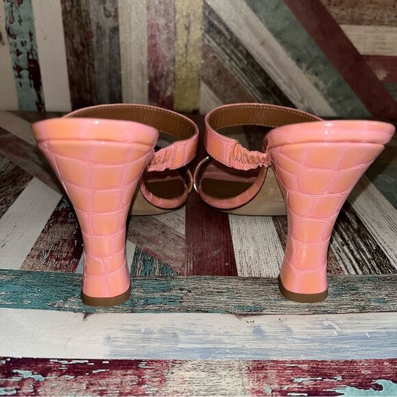 Paris Texas Embossed Leather Two Strap Heels Pink/Orange EUC SZ 6 - Picture 7 of 9